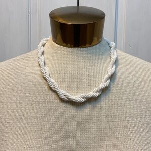 Vintage White Twisted Bead Necklace